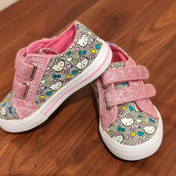 Sanrio pink glitter hello kitty Velcro shoes toddler 6 - Picture 2 of 6